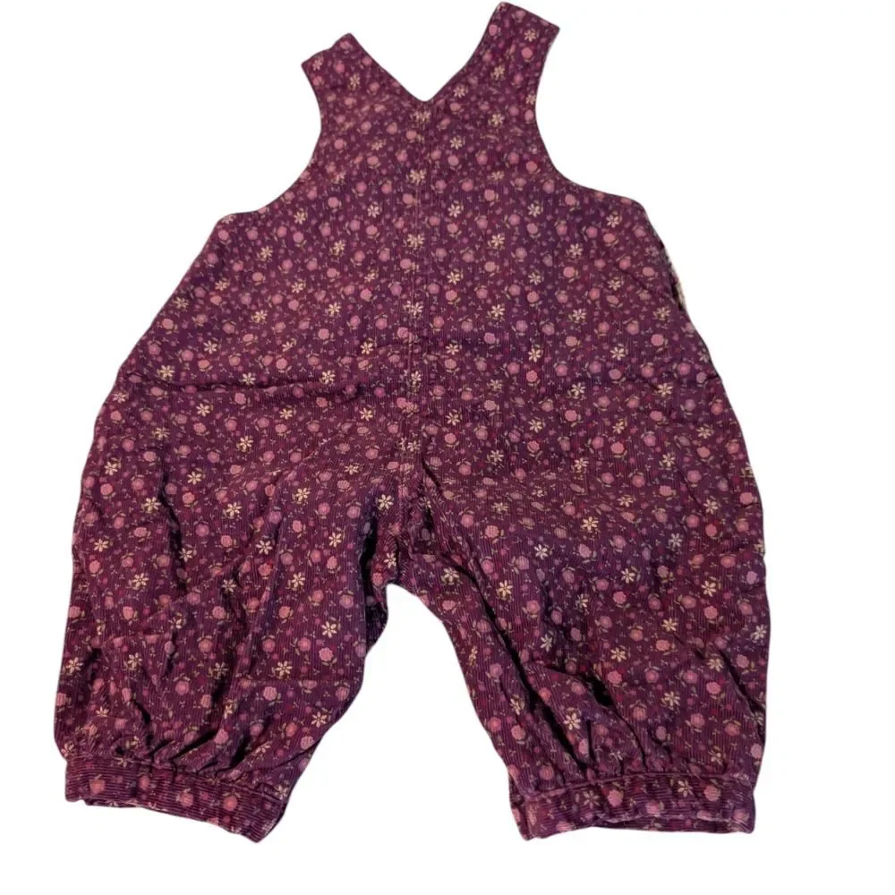 Y2k Children's Place Purple Floral Print‎ Corduroy Infant Girl Romper